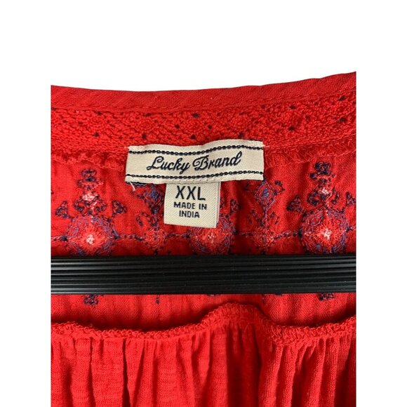 Lucky Brand Womens XXL Sleeveless Red Top With Embroidery - Picture 3 of 4